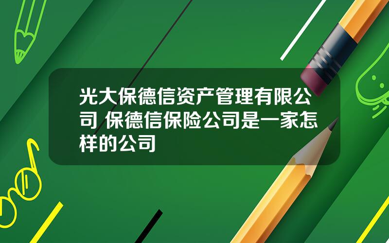 光大保德信资产管理有限公司 保德信保险公司是一家怎样的公司